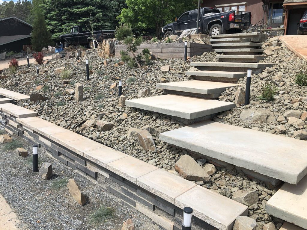 Custom Landscape Installation with Hardscape and Stone Steps