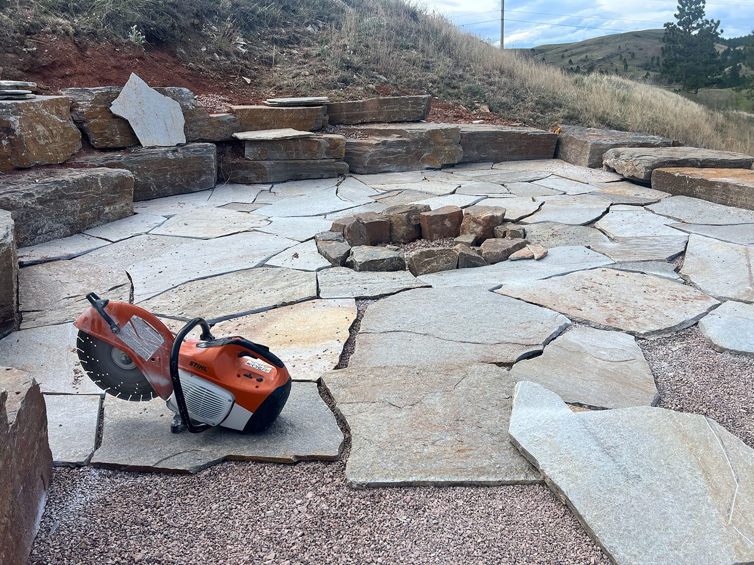 The Overlook Project Custom Patio with Built In Fire Pit