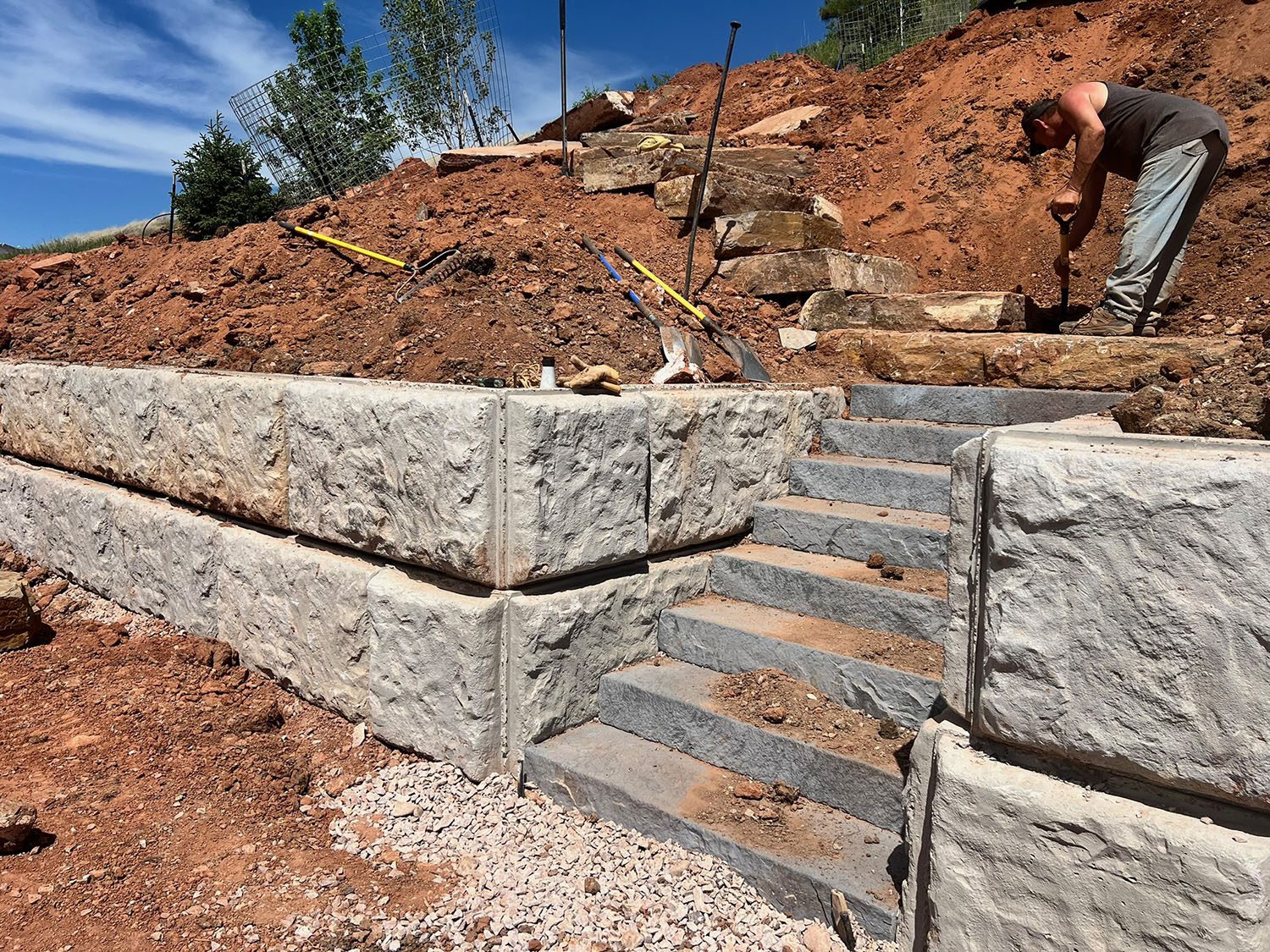The Overlook Project Custom Stone Walkway with Concrete Steps