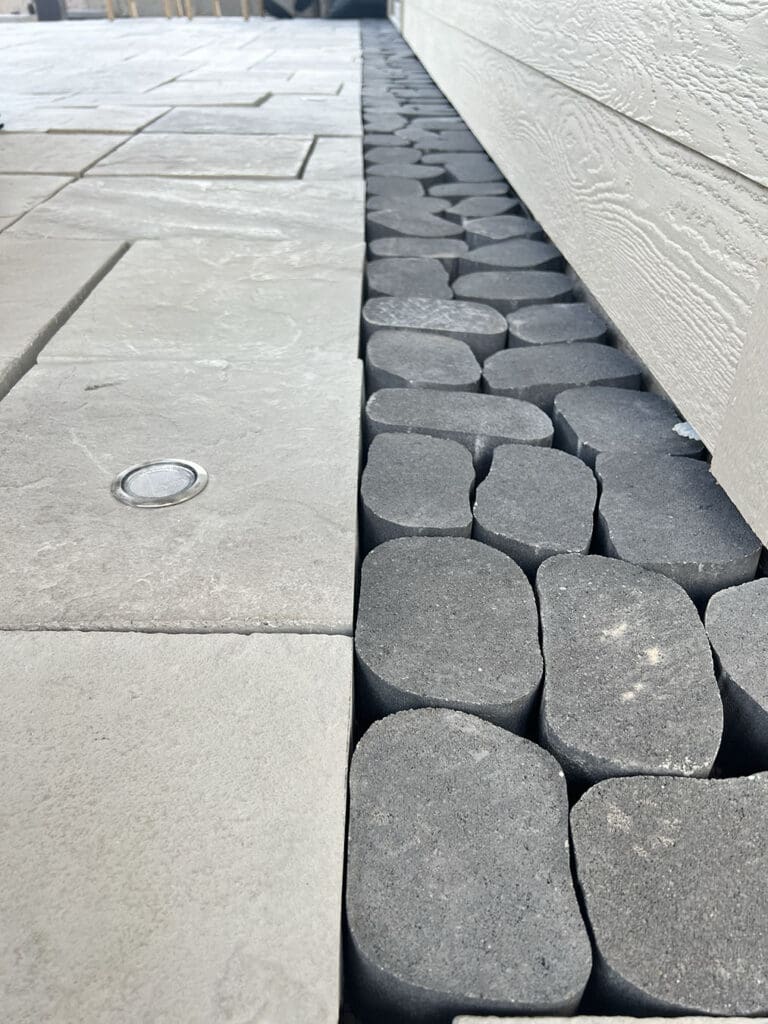 Custom paver patio and edging detail shot