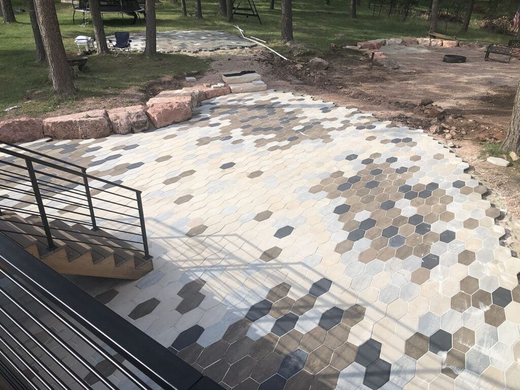 Paver Patio in the Black Hills with Custom Tiling
